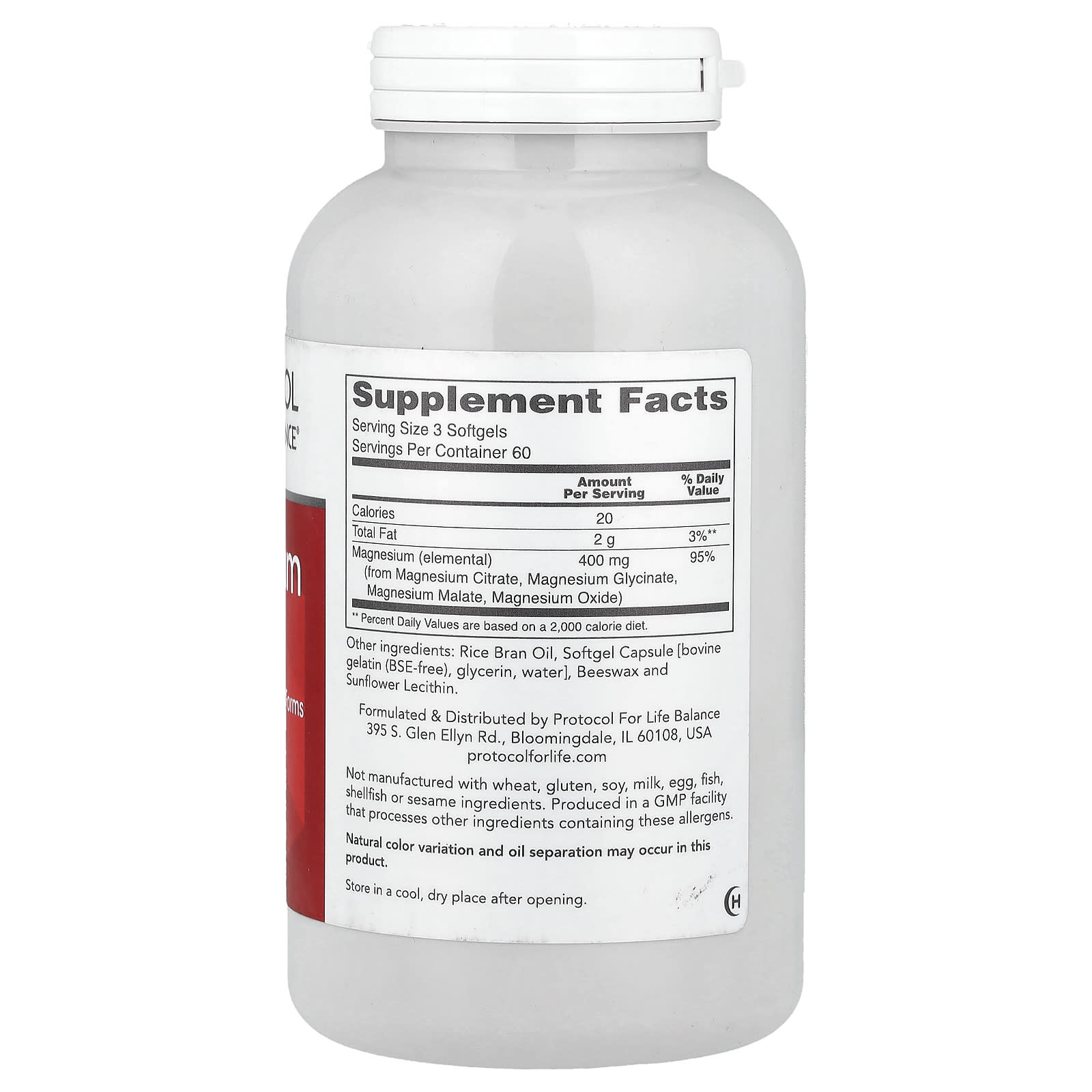 Protocol for Life Balance, Magnesium Citrate, 180 Softgels (133 mg per Softgel) - Image 2