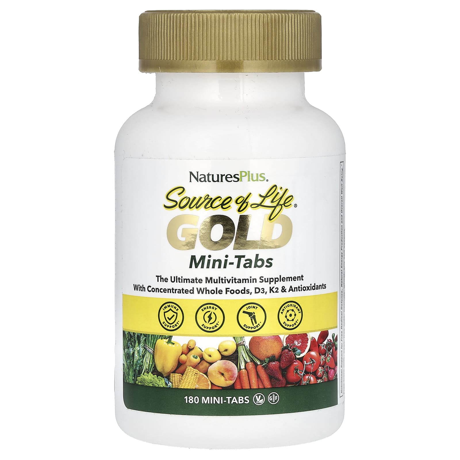 NaturesPlus, Source of Life®, Gold, The Ultimate Multivitamin Supplement, 180 Mini-Tabs - Image 1