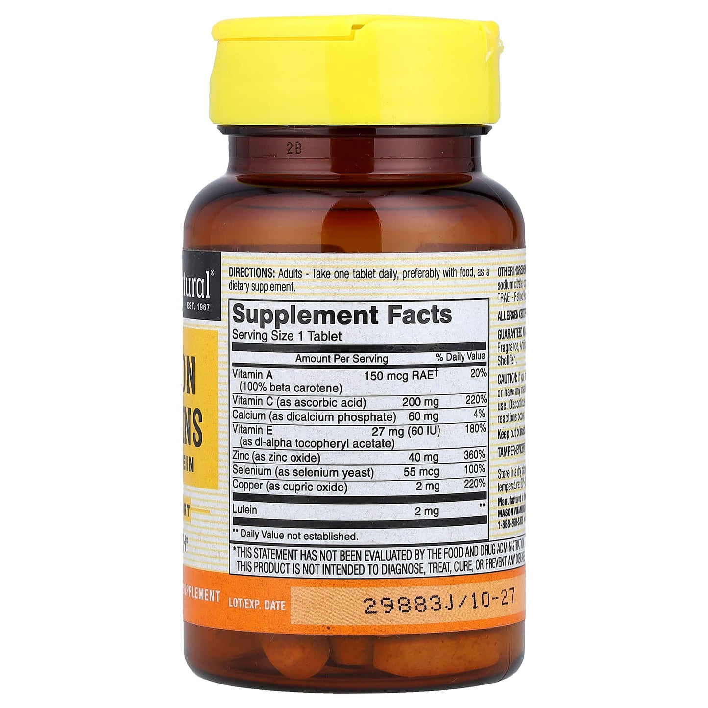 Mason Natural, Vision Vitamins Plus Lutein, 60 Tablets - Image 2