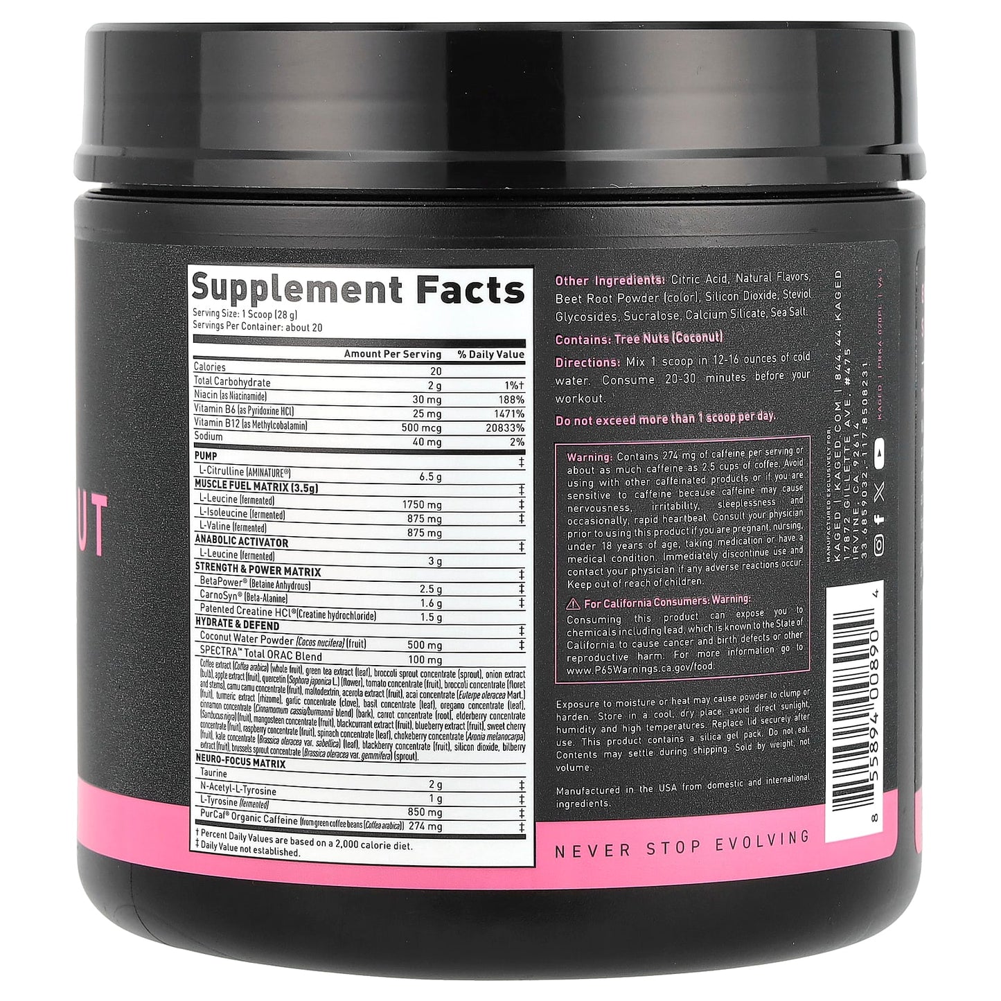 Kaged Pink Lemonade Pre-Workout Supplement 1.23 lb - Image 2