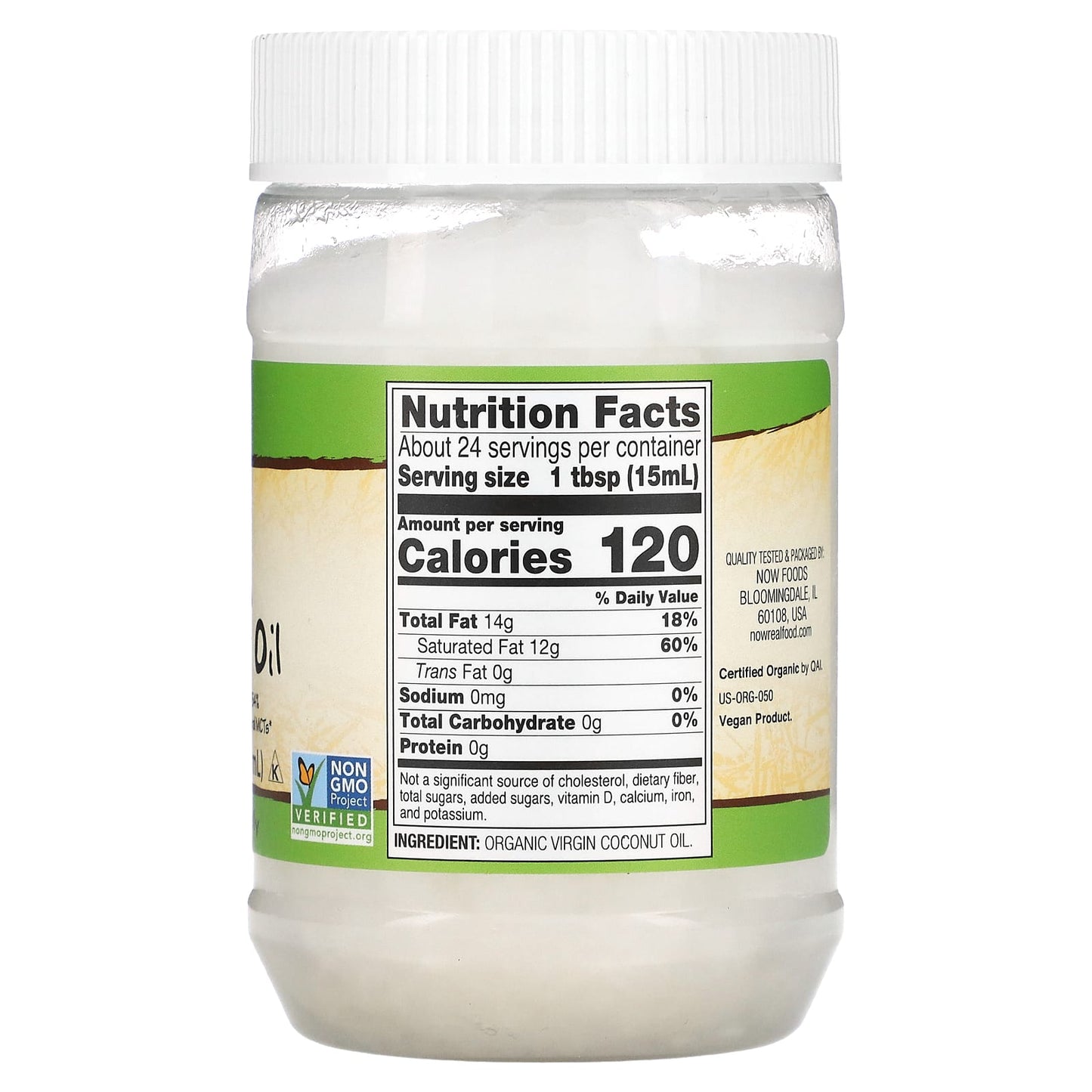 NOW Foods, Real Food, Organic Virgin Coconut Oil, 12 fl oz (355 ml) - Image 2