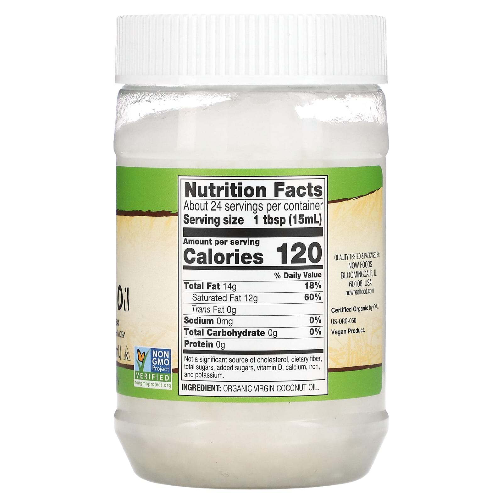 NOW Foods, Real Food, Organic Virgin Coconut Oil, 12 fl oz (355 ml) - Image 2