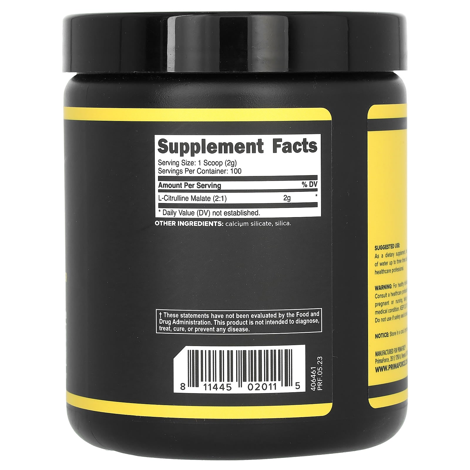 Primaforce, Citrulline Malate, Unflavored, 7.3 oz (204 g) - Image 2
