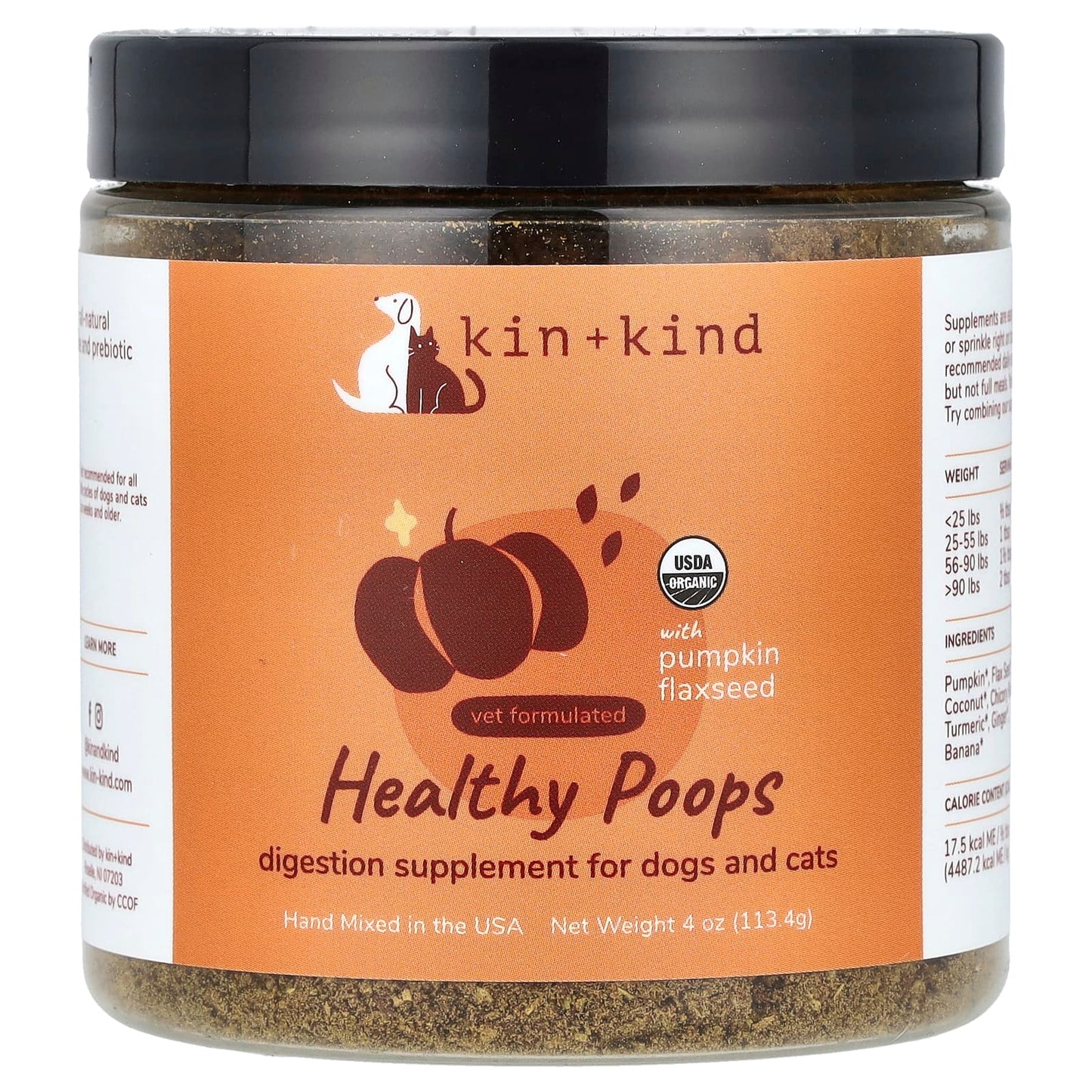 Kin+Kind, Healthy Poops With Pumpkin Flaxseed, For Dogs & Cats, 4 oz (113.4 g) - Image 1