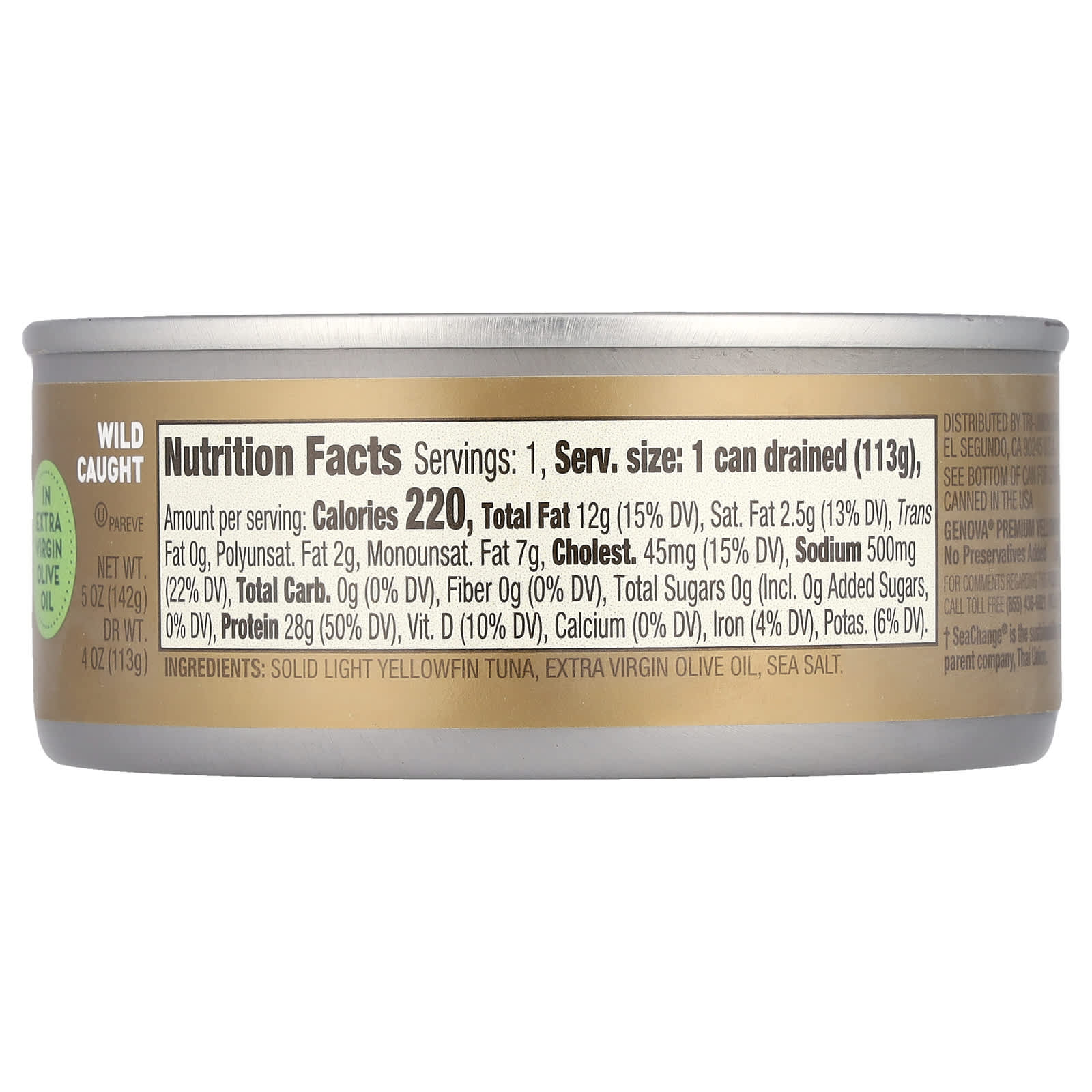 Wild Caught Yellowfin Tuna in Extra Virgin Olive Oil by Genova - Image 2