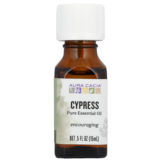 Aura Cacia Pure Cypress Essential Oil 0.5 fl oz for Mood Boost & Inspiration - Image 1