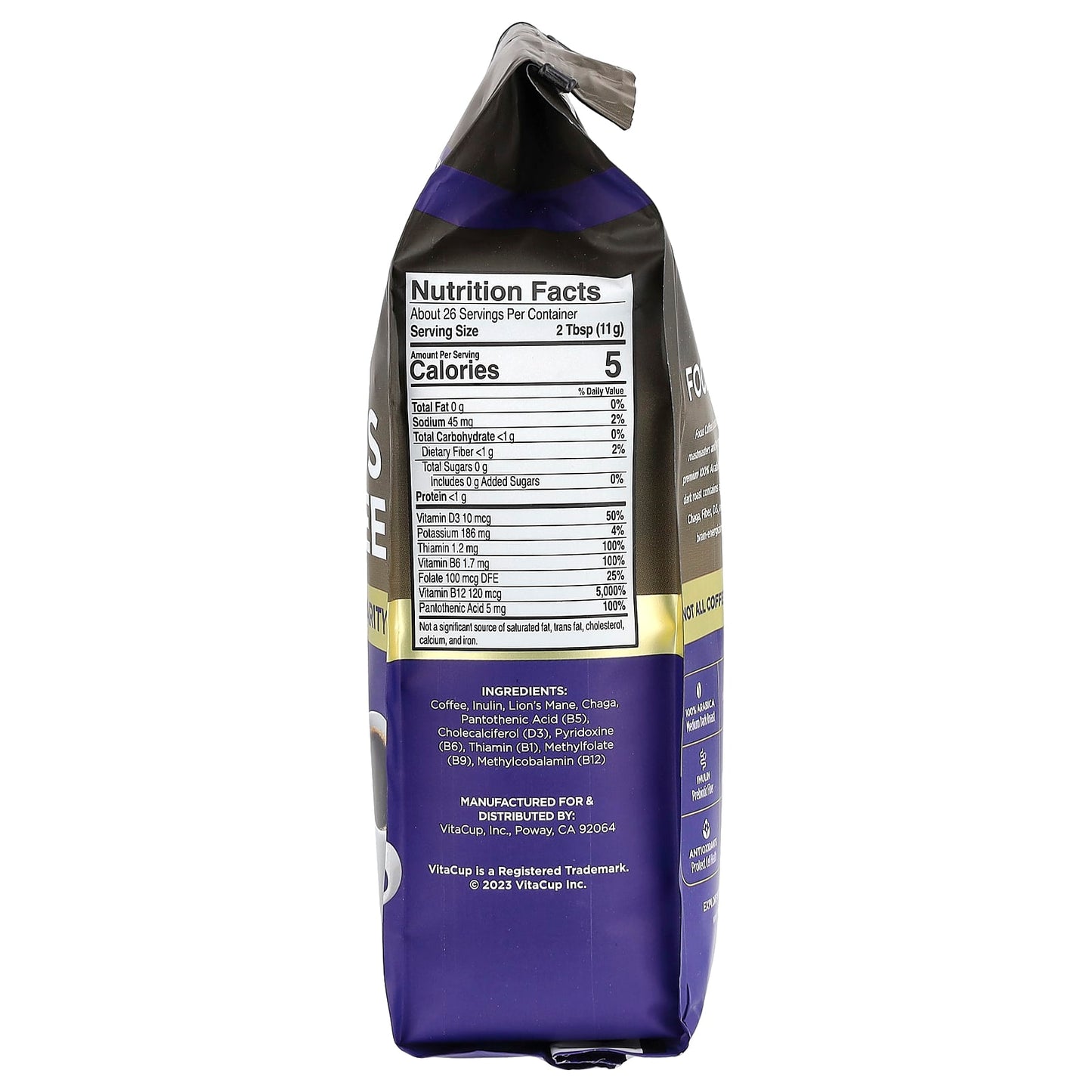 VitaCup, Focus Coffee, Ground, Medium Dark Roast, 10 oz (284 g) - Image 2