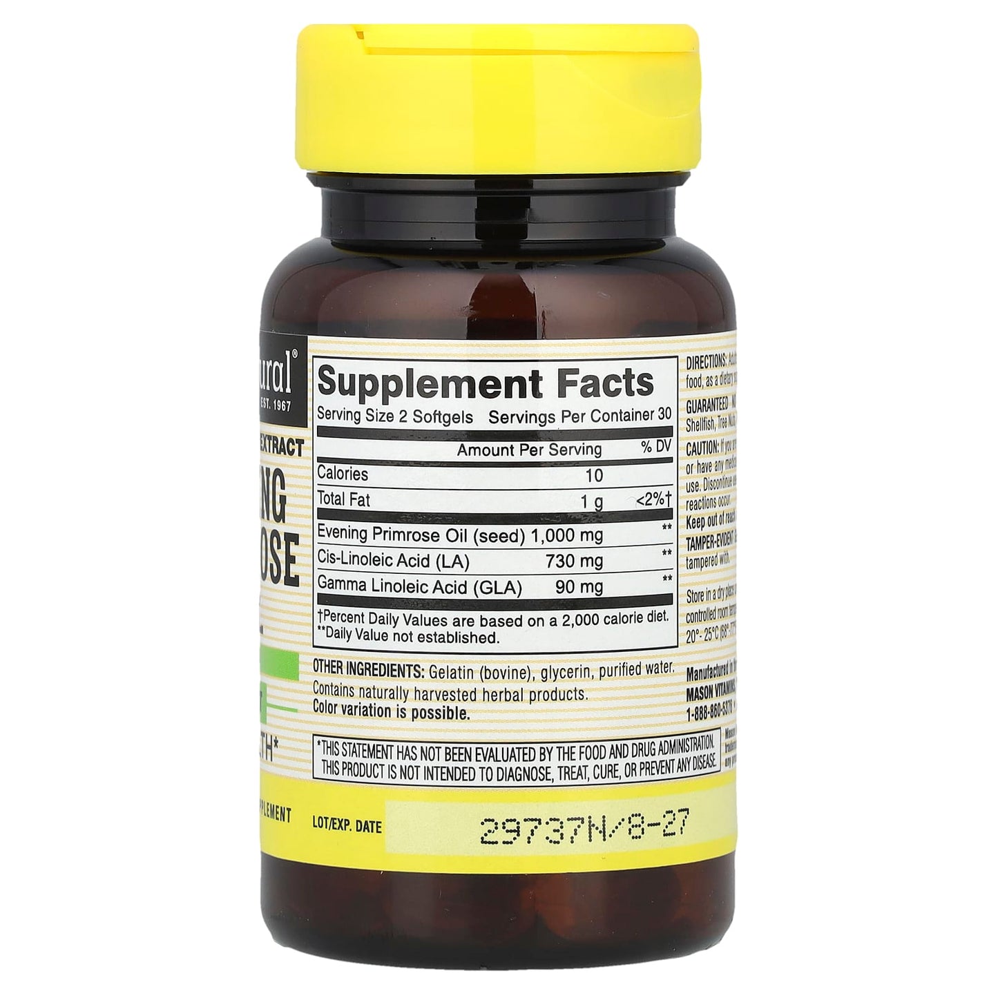 Mason Natural, Evening Primrose Oil, 60 Softgels - Image 2