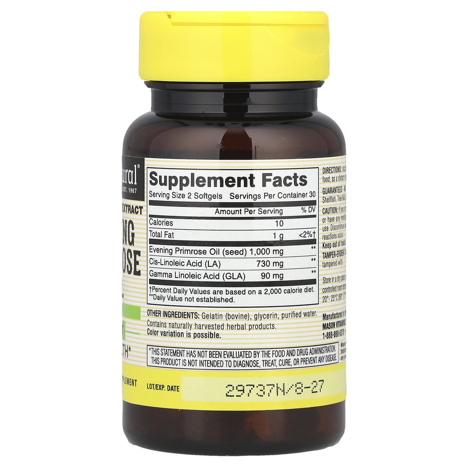 Mason Natural, Evening Primrose Oil, 60 Softgels - Image 2
