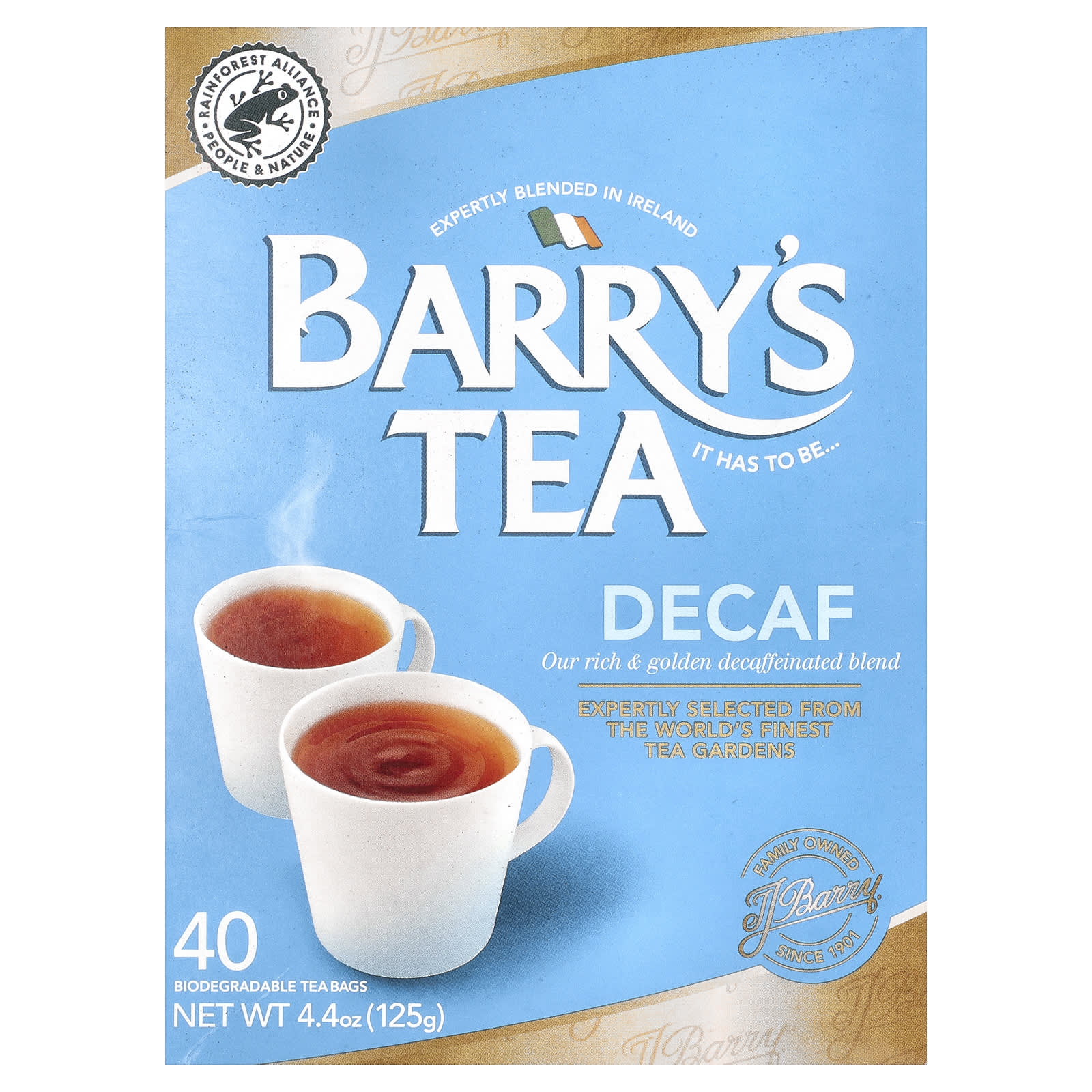 Decaf Tea Blend by Barry's Tea, 40 Tea Bags, 4.4 oz - Image 1