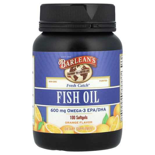 Barlean's, Fresh Catch®, Fish Oil, Omega-3 EPA/DHA, Orange, 600 mg, 100 Softgels (300 mg per Softgel)