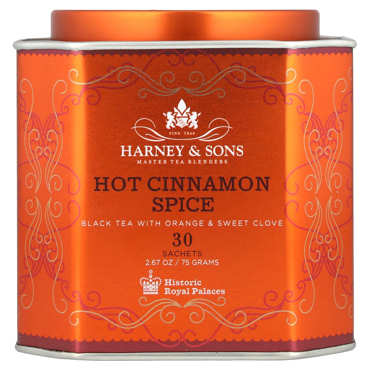 Hot Cinnamon Spice Black Tea by Harney & Sons - 30 Sachets - Image 1