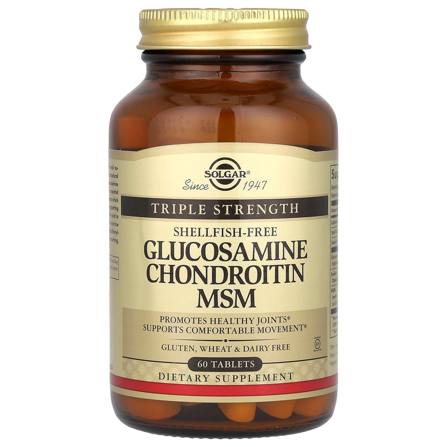 Solgar, Glucosamine Chondroitin MSM, Triple Strength, 60 Tablets - Image 1