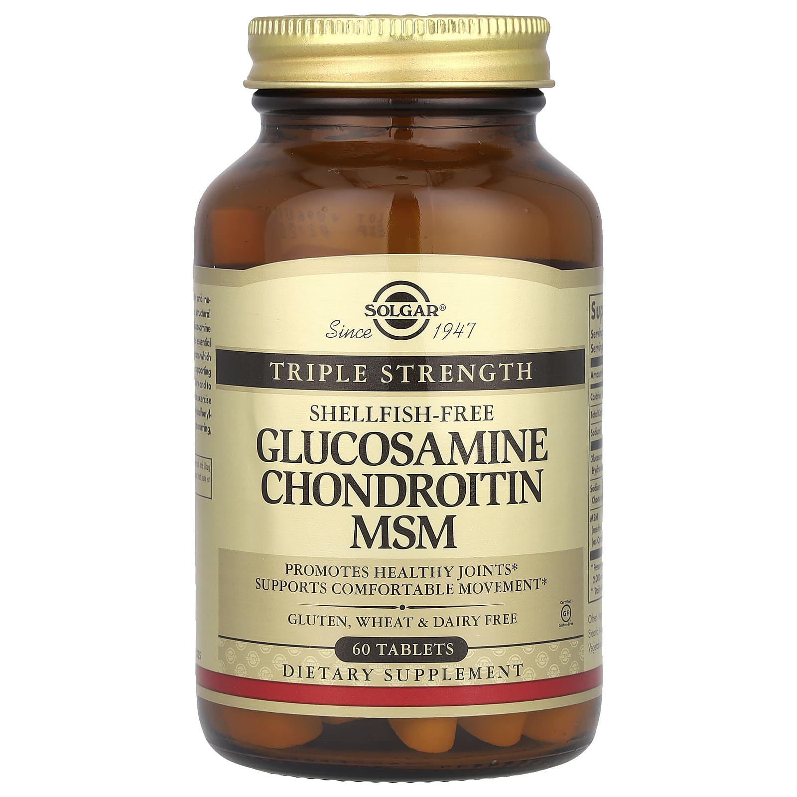Solgar, Glucosamine Chondroitin MSM, Triple Strength, 60 Tablets - Image 1