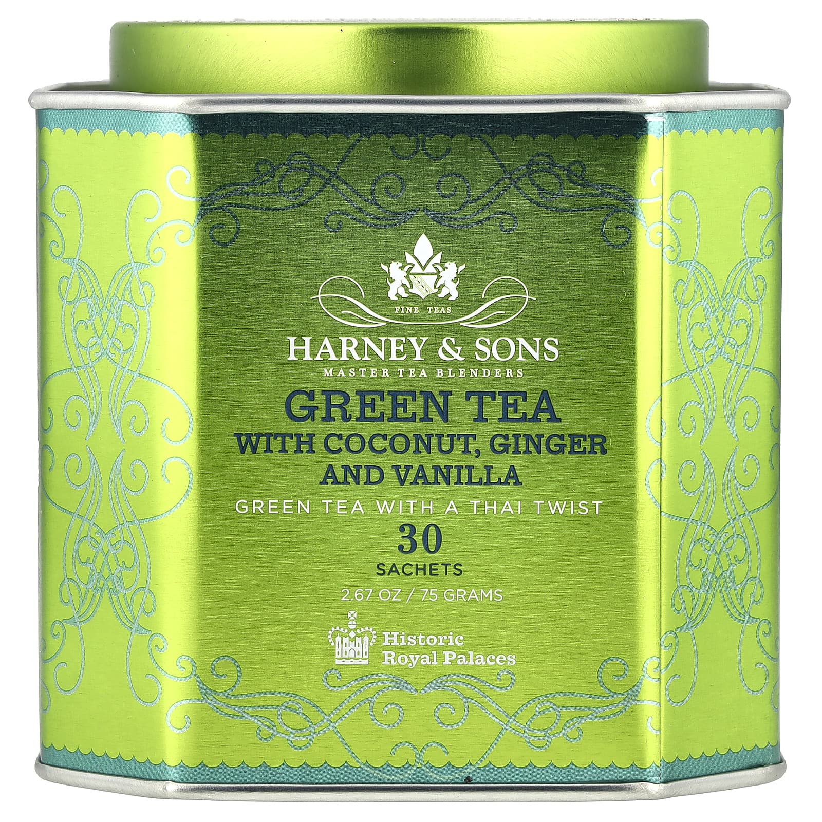 Harney & Sons Green Tea with Coconut, Ginger, and Vanilla - 30 Sachets - Image 1