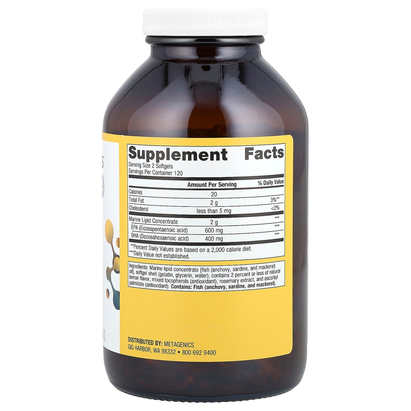 Metagenics, OmegaGenics®, Fish Oil EPA-DHA, Natural Lemon, 500 mg, 240 Softgels - Image 2