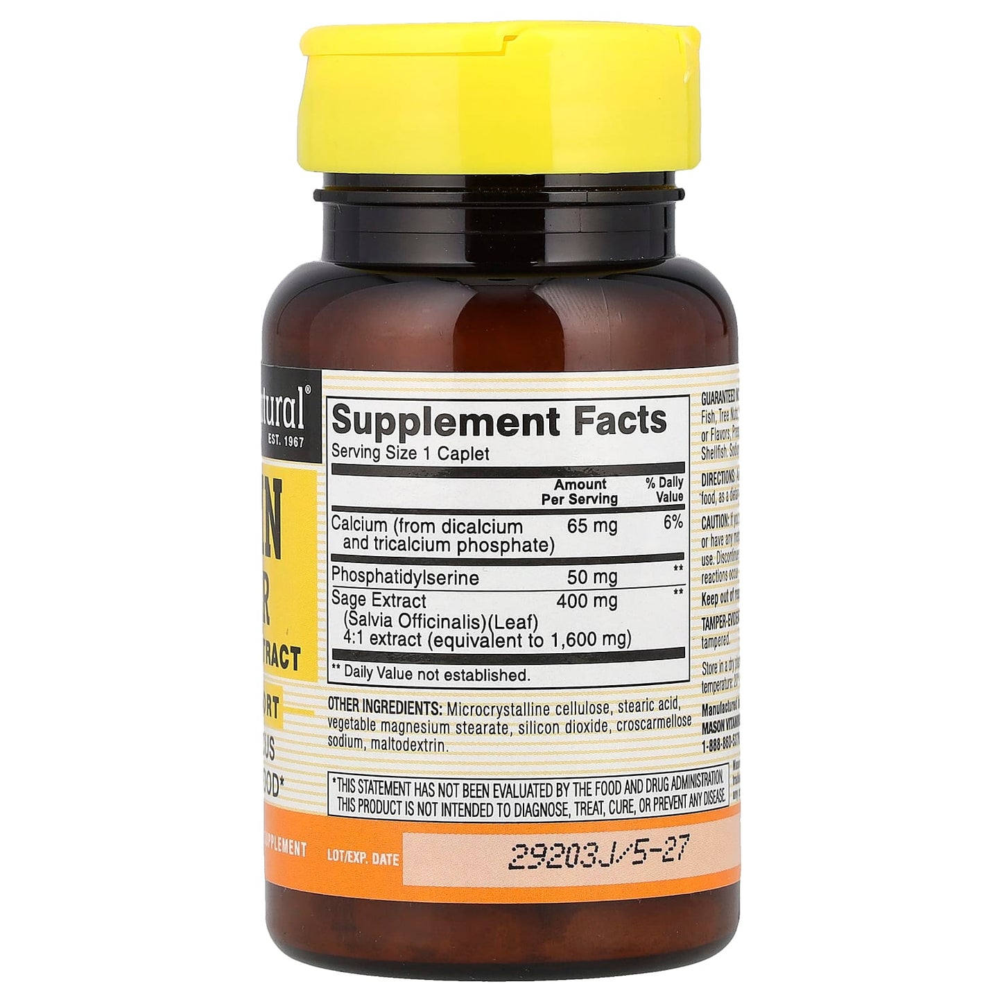 Mason Natural, Brain Power with Sage Extract, 60 Caplets - Image 2