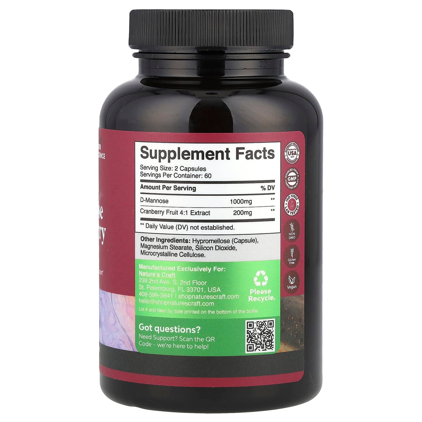 Nature's Craft, D-Mannose & Cranberry , 120 Capsules - Image 2