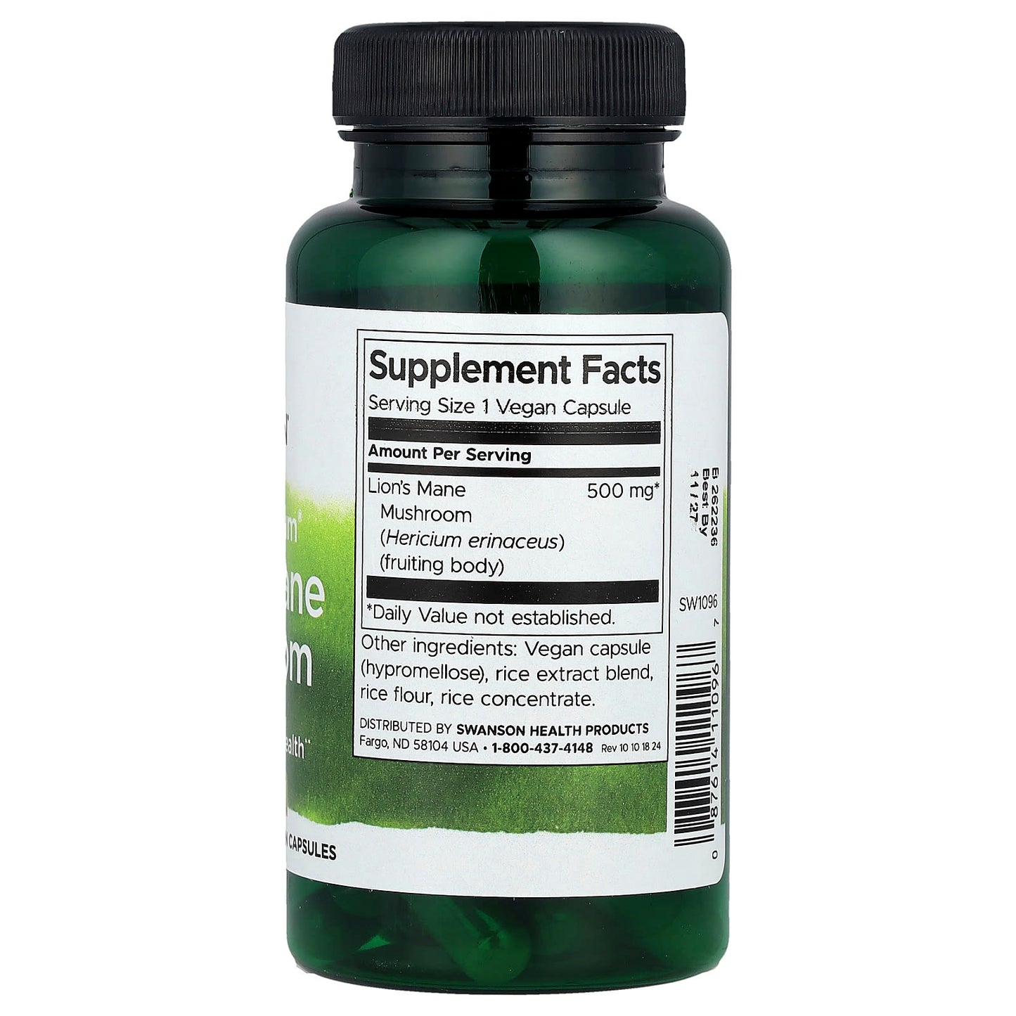 Swanson, Full Spectrum® Lion's Mane Mushroom, 500 mg, 60 Vegan Capsules - Image 2