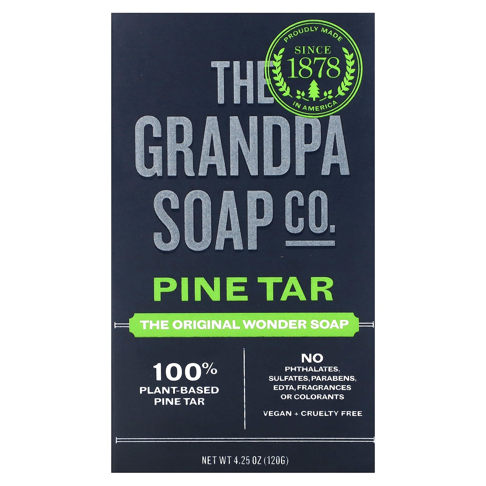 The Grandpa Soap Co., Face & Body Bar Soap, Pine Tar, 4.25 oz (120 g) - Image 1