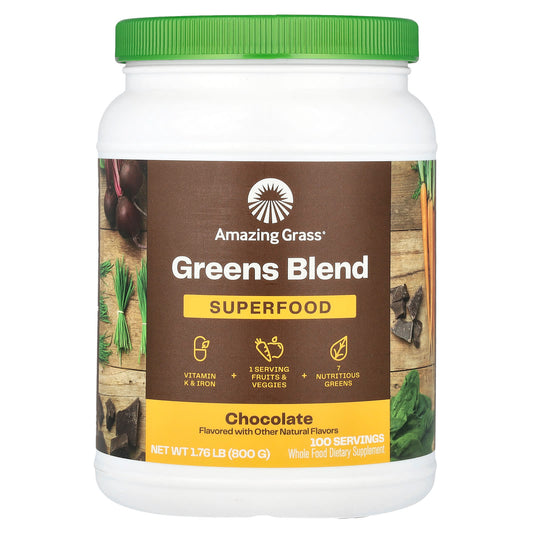 Amazing Grass Greens Blend Superfood Chocolate Powder 1.76 lb - Image 1