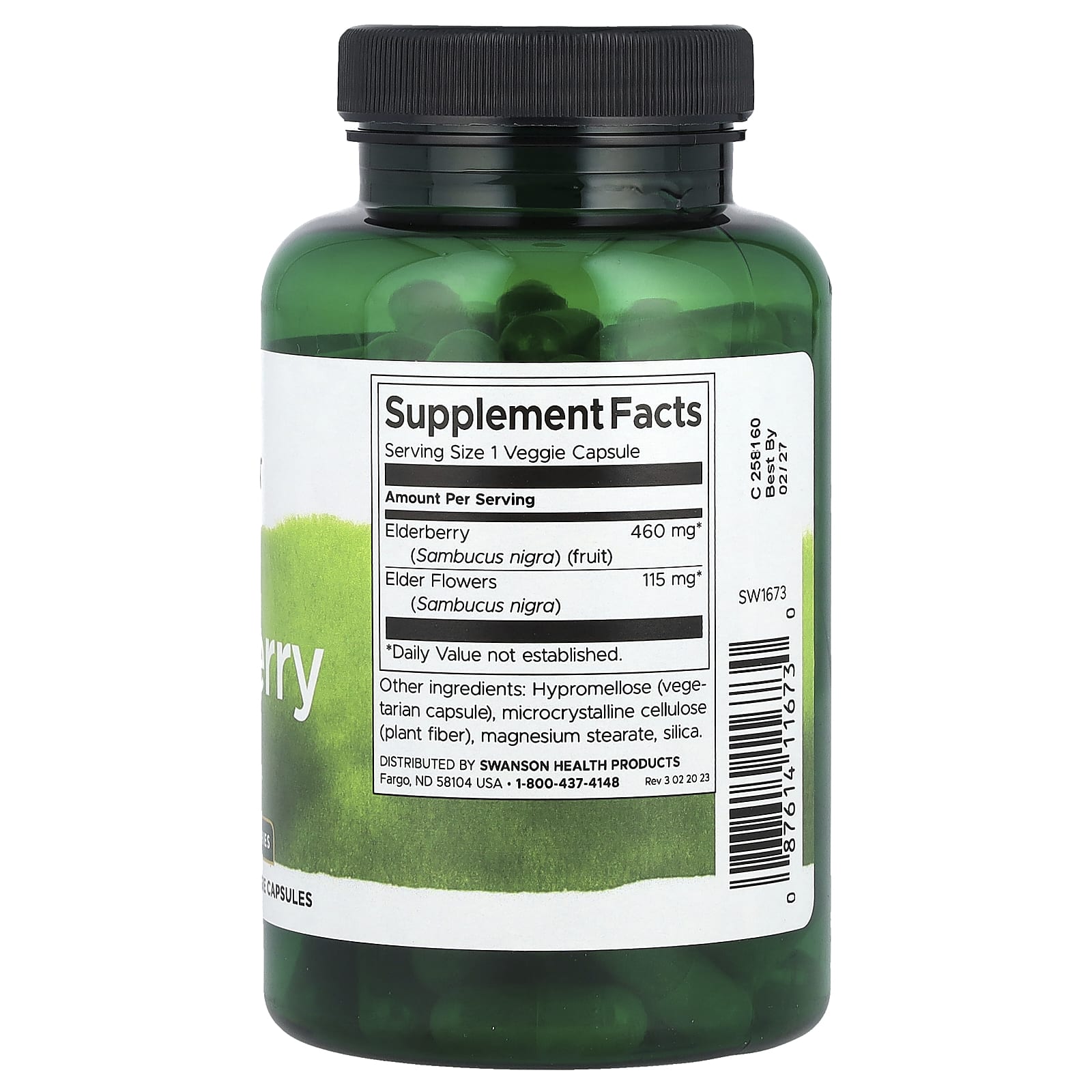Swanson, Elderberry, 120 Veggies Capsules - Image 2