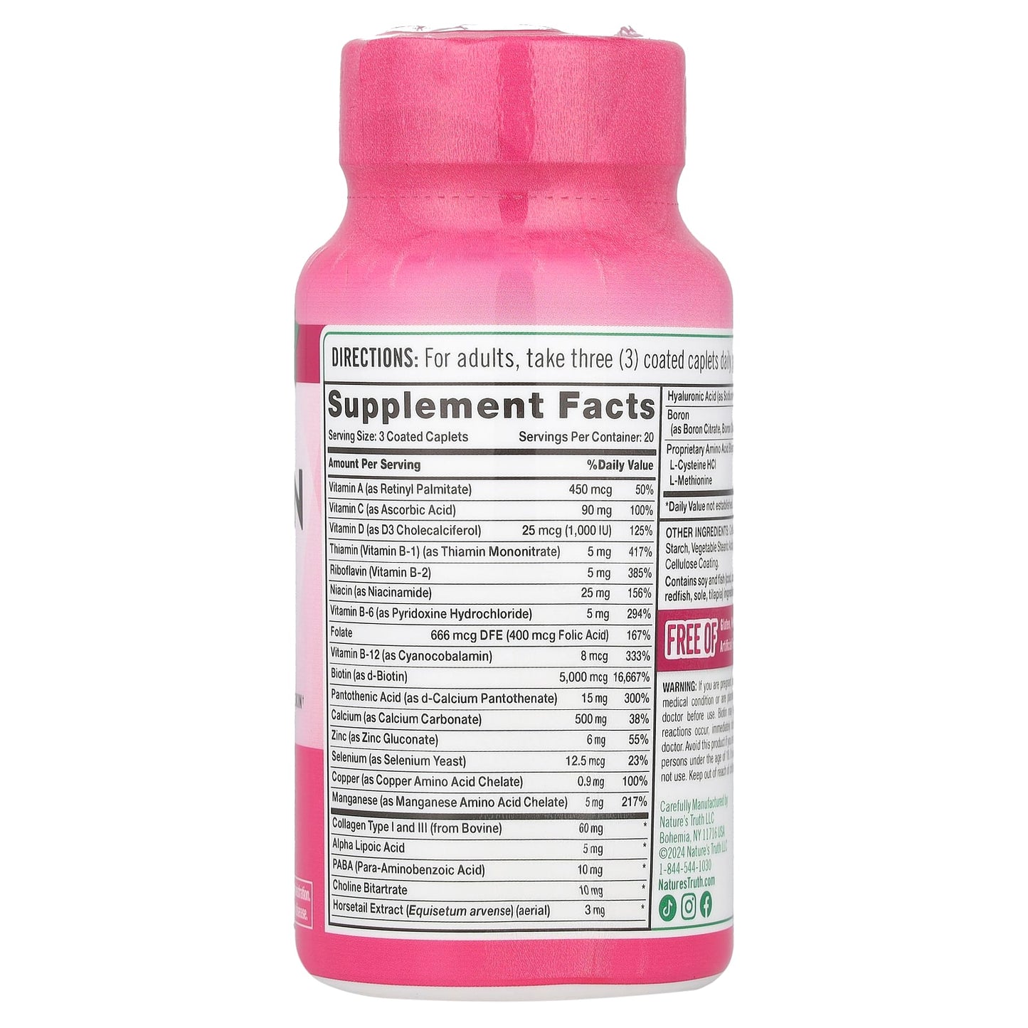 Nature's Truth, Ultra Hair, Skin & Nails Plus Biotin,  60 Coated Caplets - Image 2