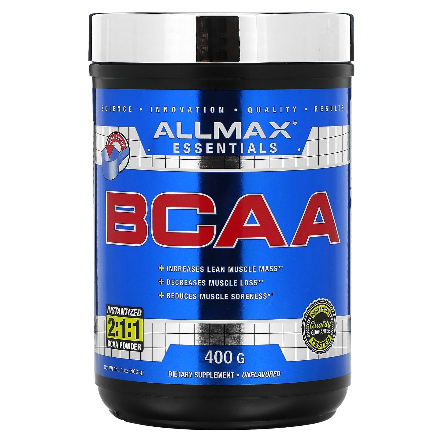 ALLMAX Essentials BCAA 2:1:1 Unflavored Supplement 14.11 oz - Image 1