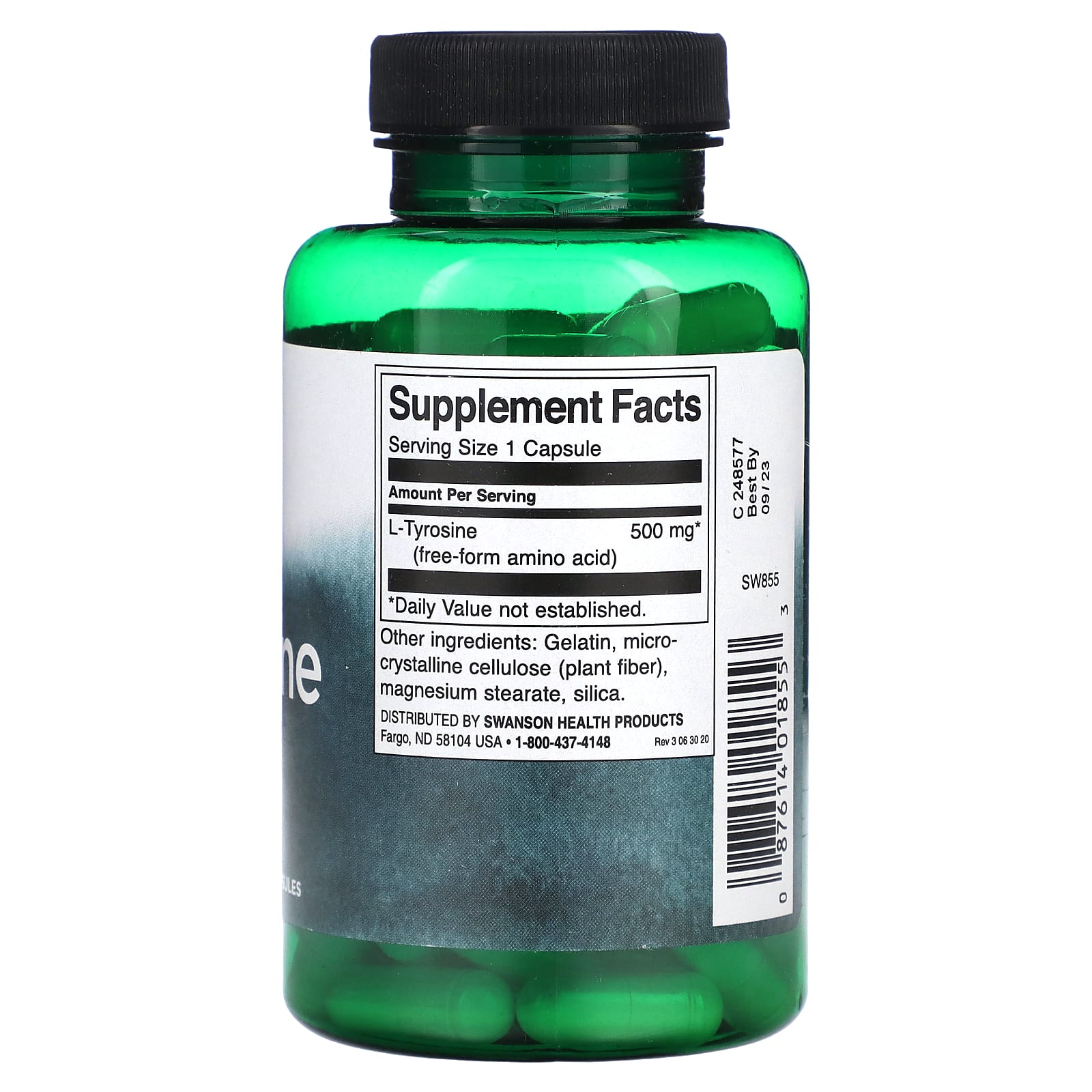 Swanson, L-Tyrosine, 500 mg, 100 Capsules - Image 2