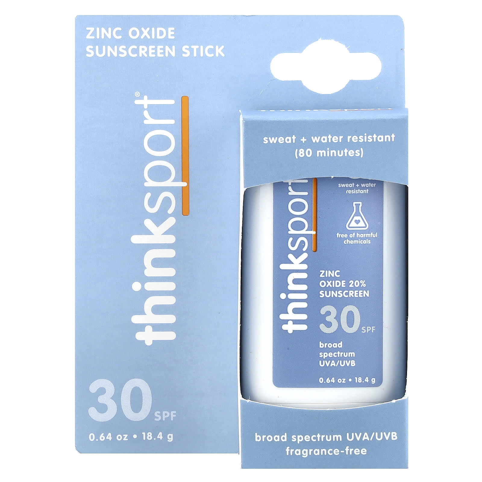 think, Sport®, Zinc Oxide 20% Sunscreen Stick, SPF 30, Fragrance Free, 0.64 oz (18.4 g) - Image 2