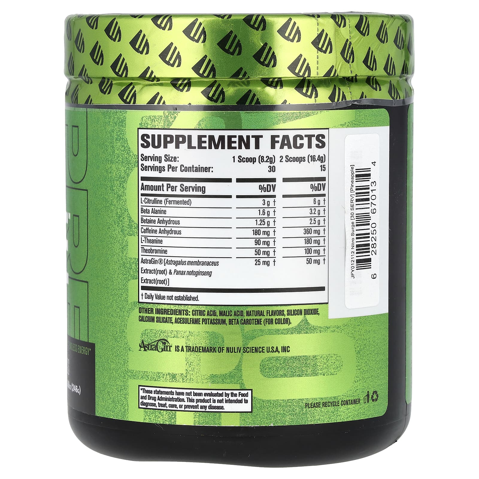 Jacked Factory Nitro Surge Pre-Workout, Pineapple Flavor, 8.68 oz - Image 2