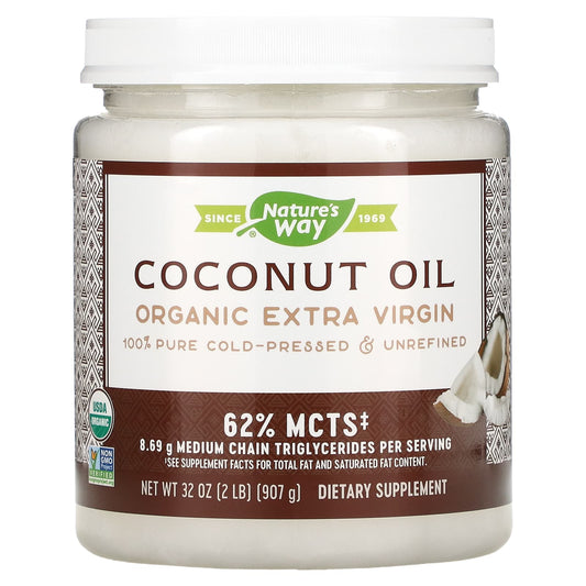 Nature's Way, Organic Coconut Oil, Extra Virgin, 32 oz (907 g) - Image 1