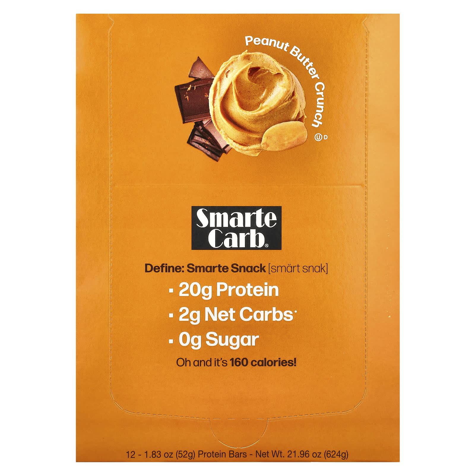 NuGo Nutrition, Smarte Carb® Protein Bar, Peanut Butter Crunch, 12 Bars, 1.83 oz (52 g) Each - Image 1