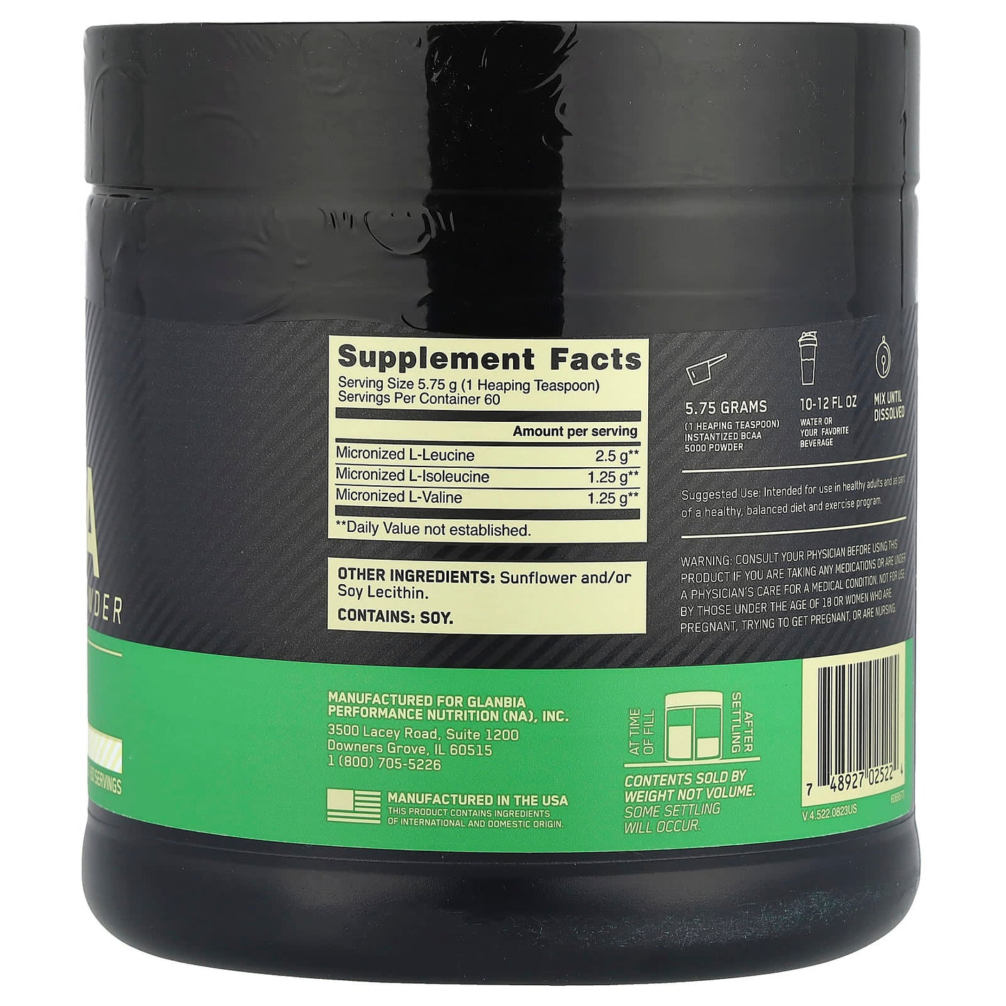 Optimum Nutrition, Instantized BCAA 5000 Powder, Unflavored, 12.16 oz (345 g) - Image 2