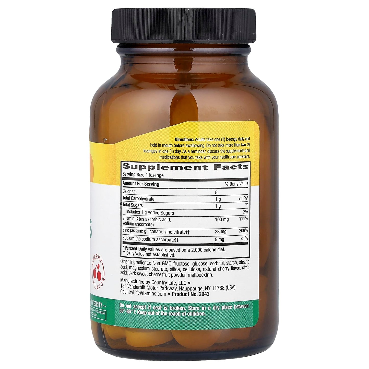 Country Life Zinc Lozenges with Vitamin C - Immune System Support - Image 2