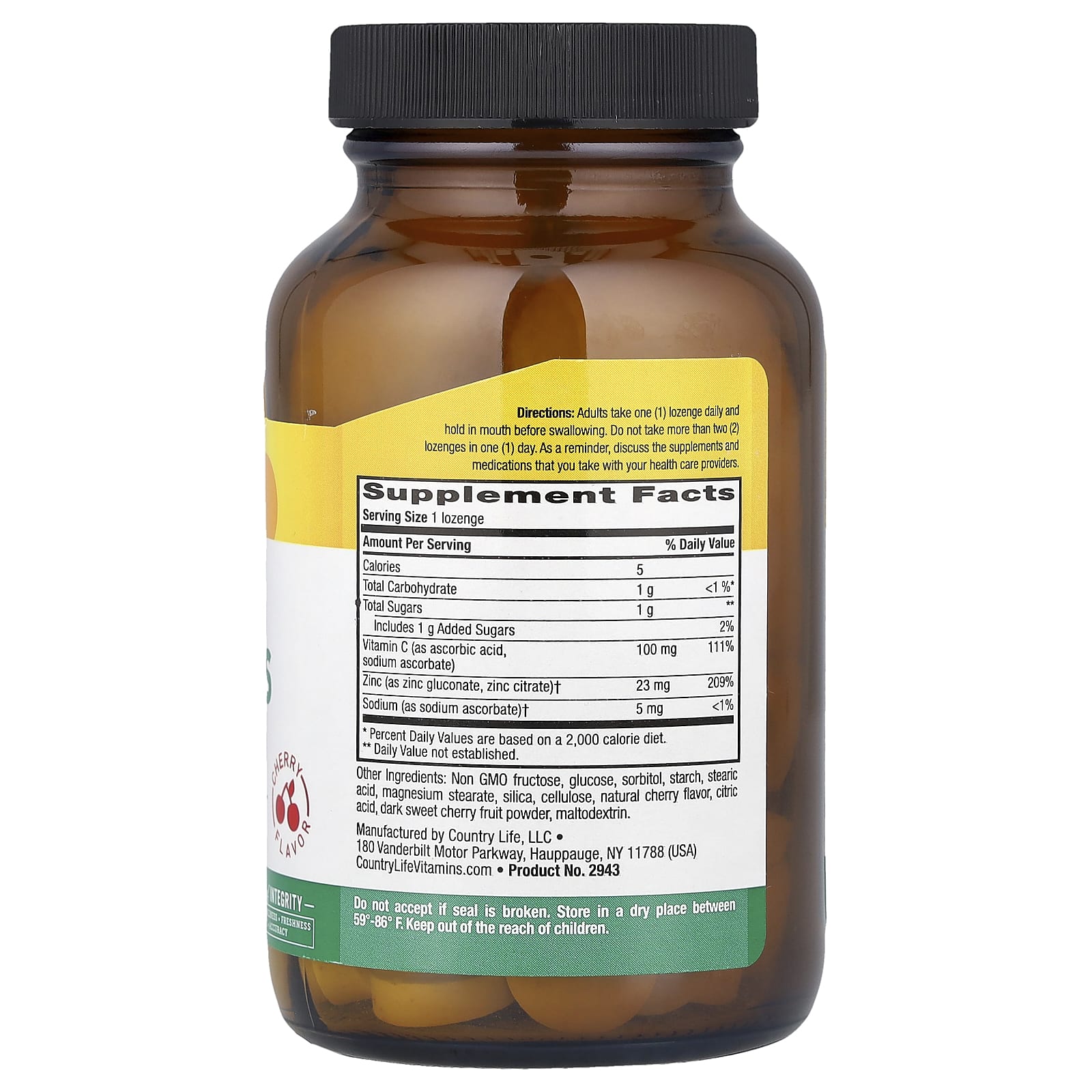 Country Life Zinc Lozenges with Vitamin C - Immune System Support - Image 2