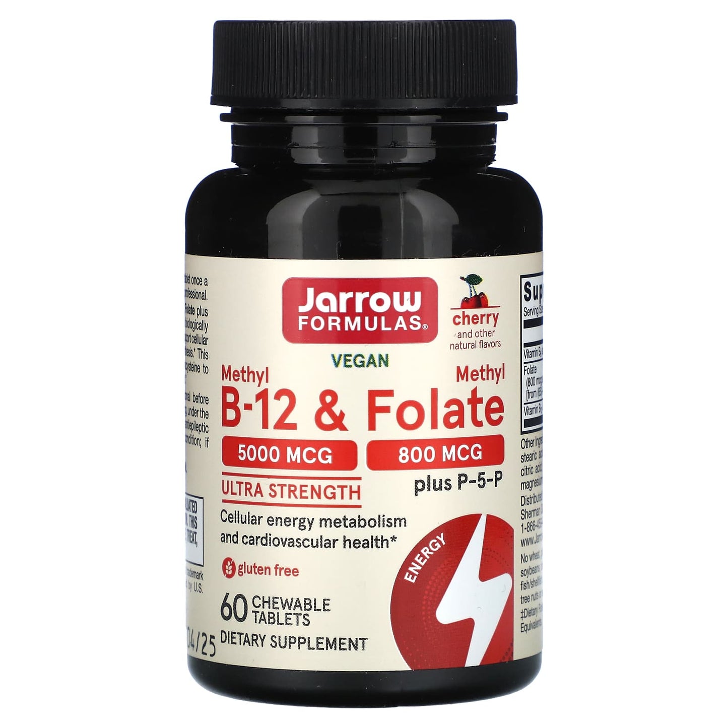 Vegan Methyl B-12 & Methyl Folate Supplement for Energy & Cardiovascular Health - Image 1