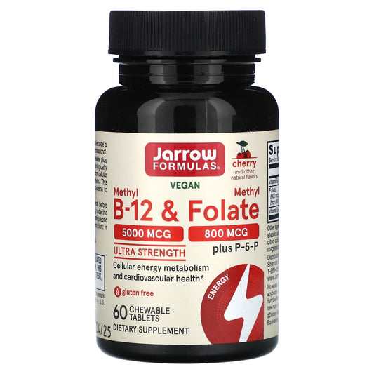 Vegan Methyl B-12 & Methyl Folate Supplement for Energy & Cardiovascular Health - Image 1