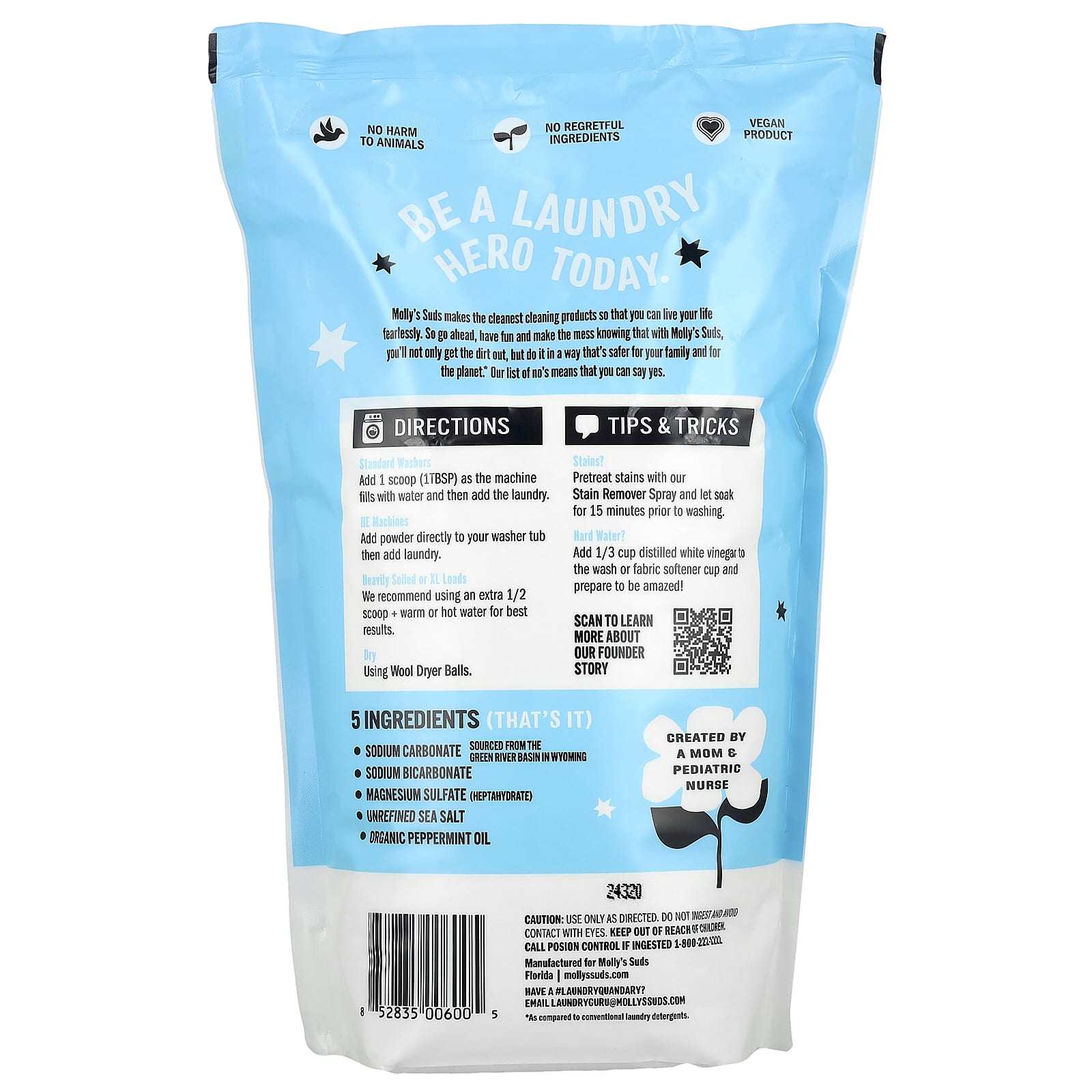Molly's Suds, Laundry Powder, Peppermint, 79 oz (2.23 kg) - Image 2