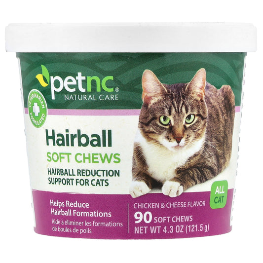 petnc NATURAL CARE, Hairball Soft Chews, All Cat, Chicken & Cheese, 90 Soft Chews, 4.3 oz (121.5 g) - Image 1
