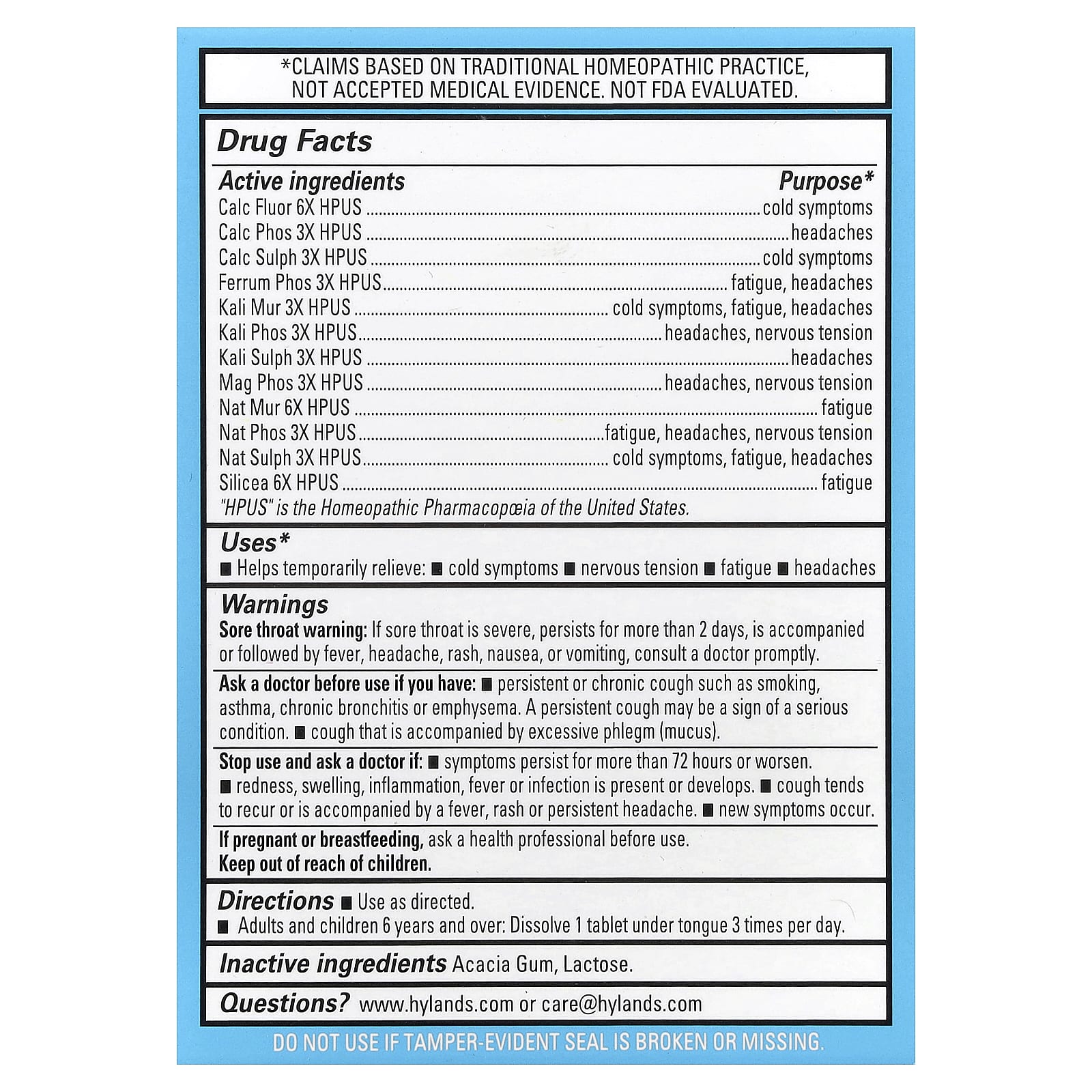 Hyland's Naturals 12-In-1 Cell Salt for Cold Symptoms, Fatigue & Headaches - Image 2