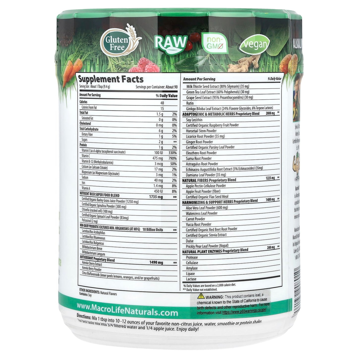 Macrolife Naturals, Macro Greens®, Superfood, 30 oz (850 g) - Image 2