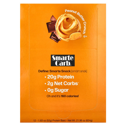 NuGo Nutrition, Smarte Carb® Protein Bar, Peanut Butter Crunch, 12 Bars, 1.83 oz (52 g) Each - Image 1