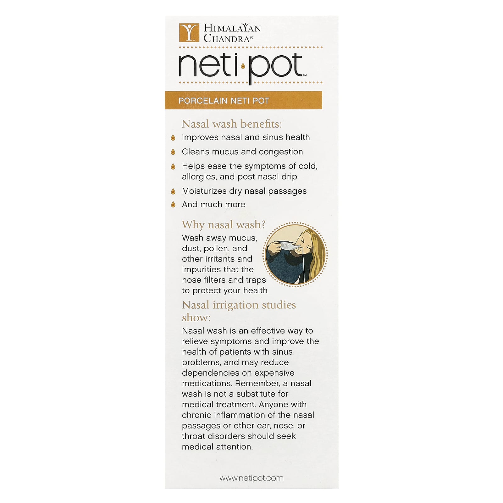 Himalayan Chandra Porcelain Neti Pot for Sinus Relief - Image 2