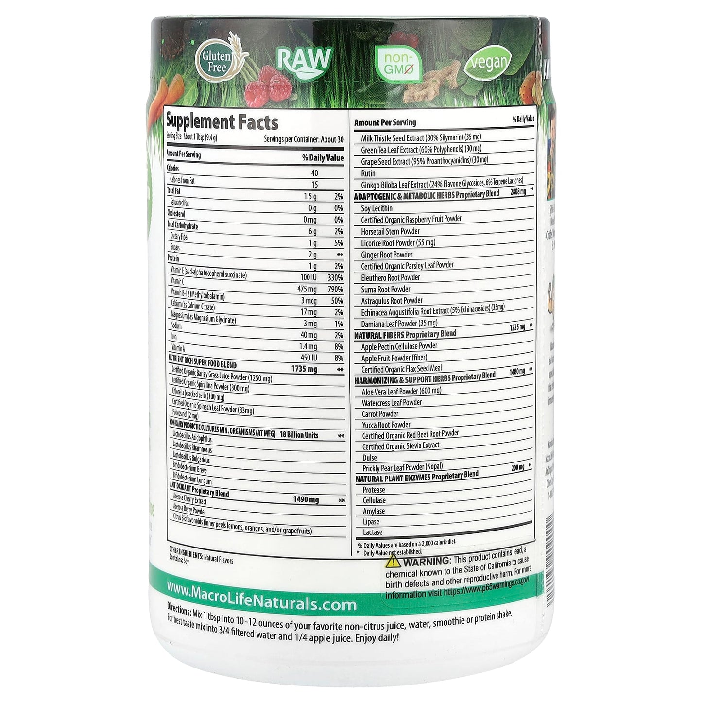 Macrolife Naturals, Macro Greens®, Superfood, 10 oz (283.5 g) - Image 2