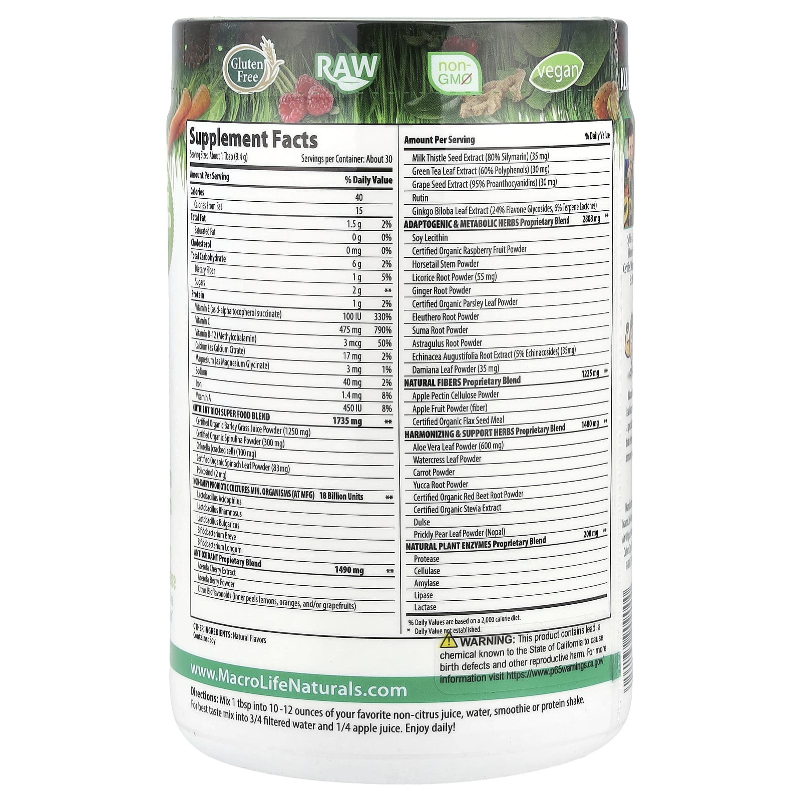 Macrolife Naturals, Macro Greens®, Superfood, 10 oz (283.5 g) - Image 2