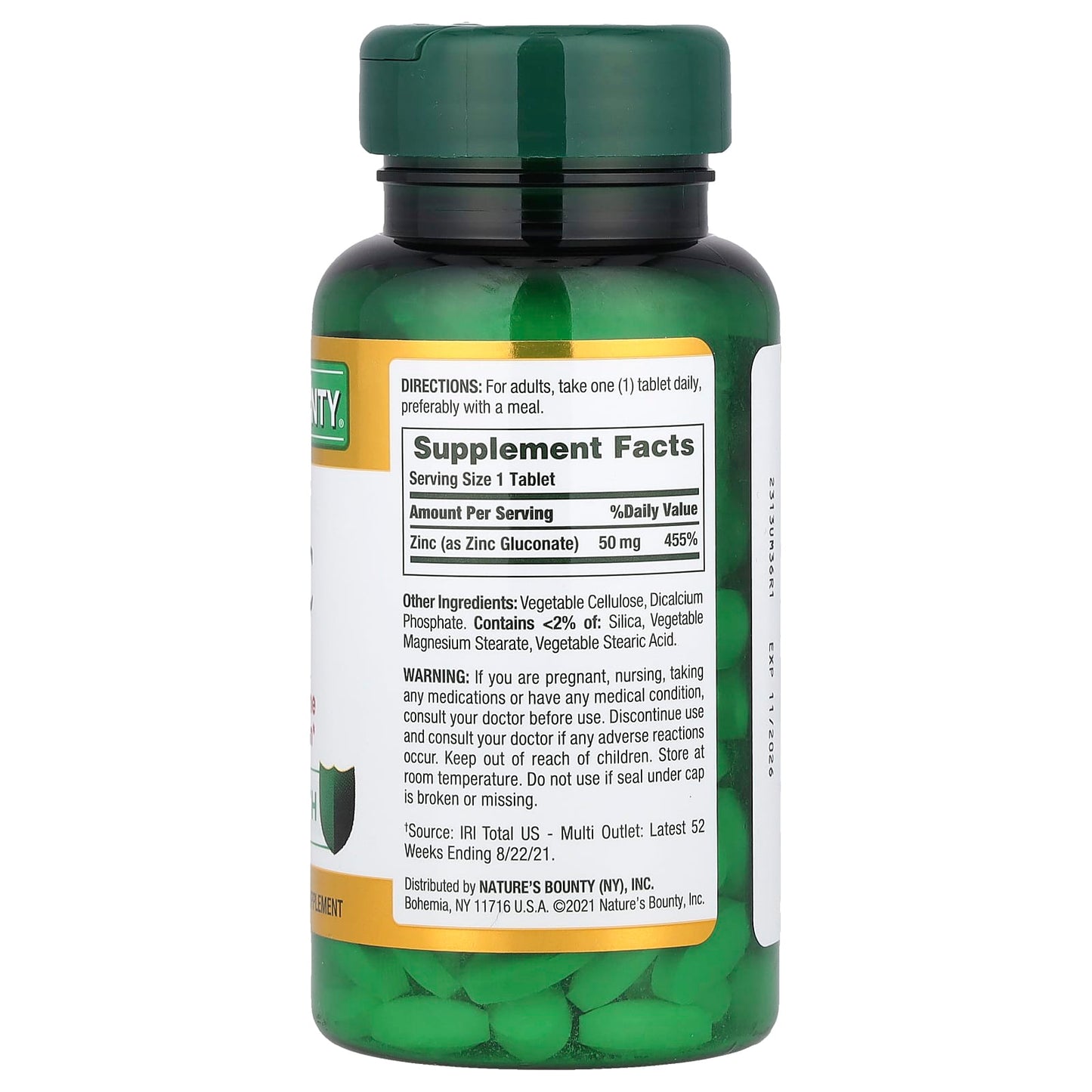 Nature's Bounty, Zinc, 50 mg, 100 Tablets - Image 2