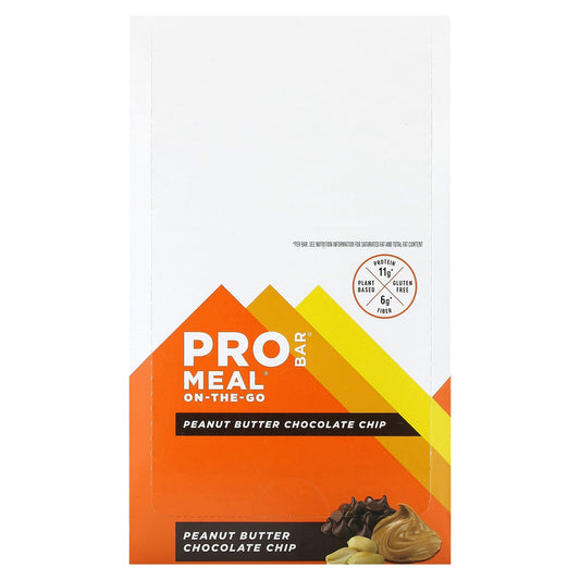 ProBar, Meal On-The-Go, Peanut Butter Chocolate Chip, 12 Bars, 3 oz (85 g) Each - Image 1