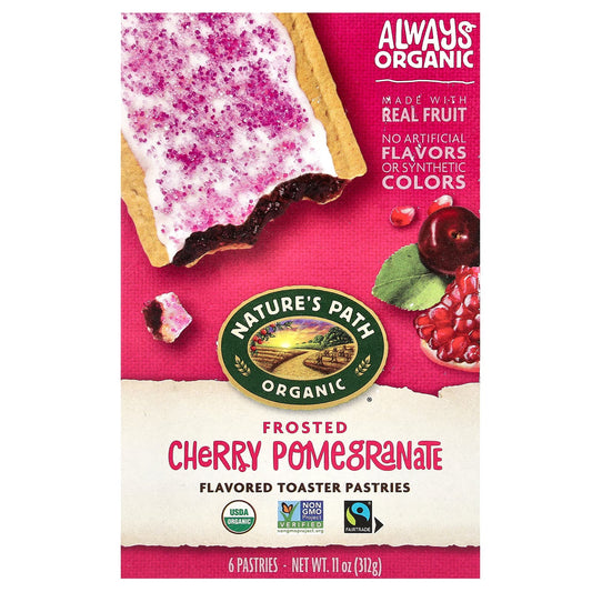 Nature's Path, Organic Flavored Toaster Pastries, Frosted Cherry Pomegranate, 6 Pastries, 11 oz (312 g) - Image 1