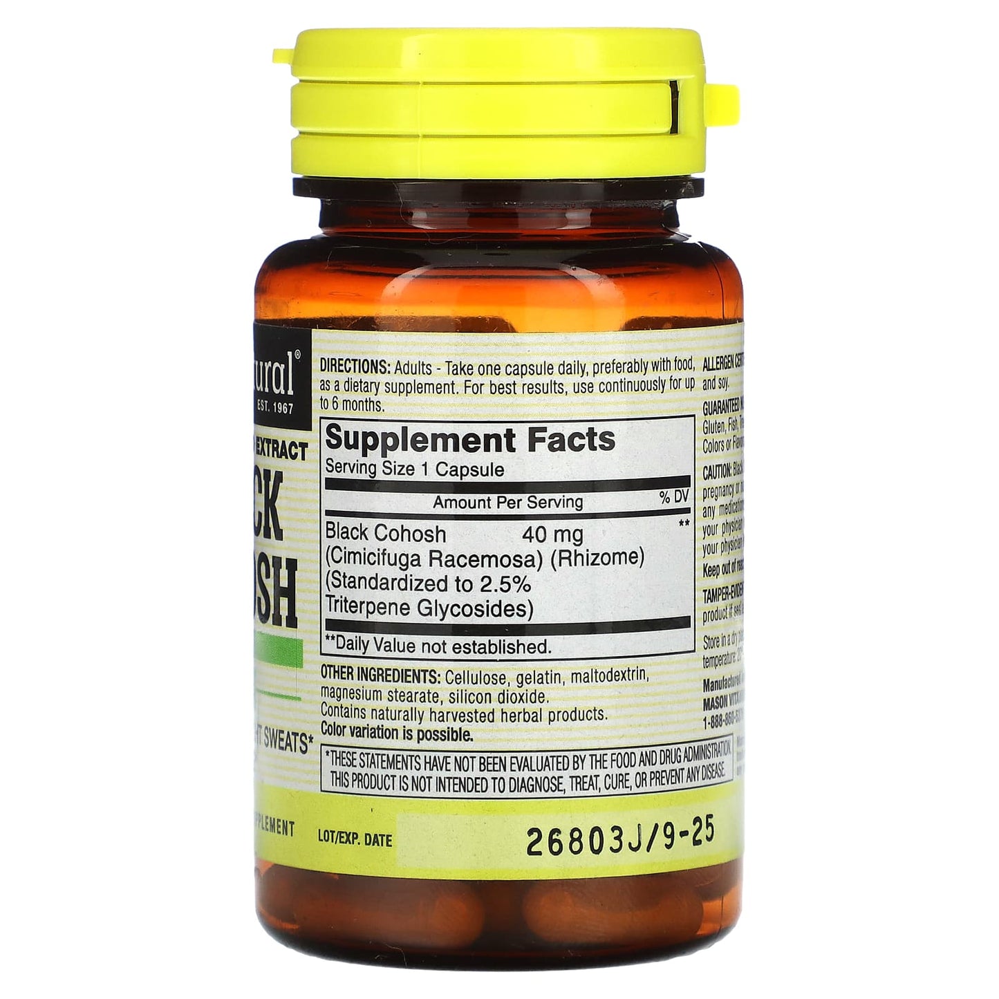 Mason Natural, Black Cohosh, Standardized Extract, 60 Capsules (40 mg per Capsule) - Image 2